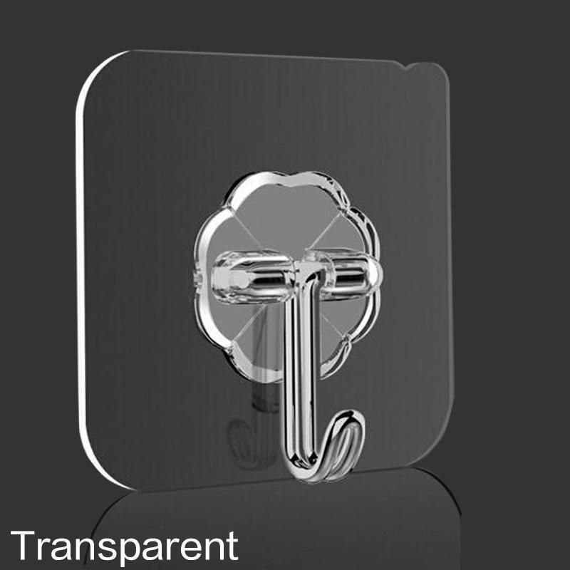 4PCS Wall Hook Waterproof and Oil-proof Self-adhesive Transparent Reusable Transparent