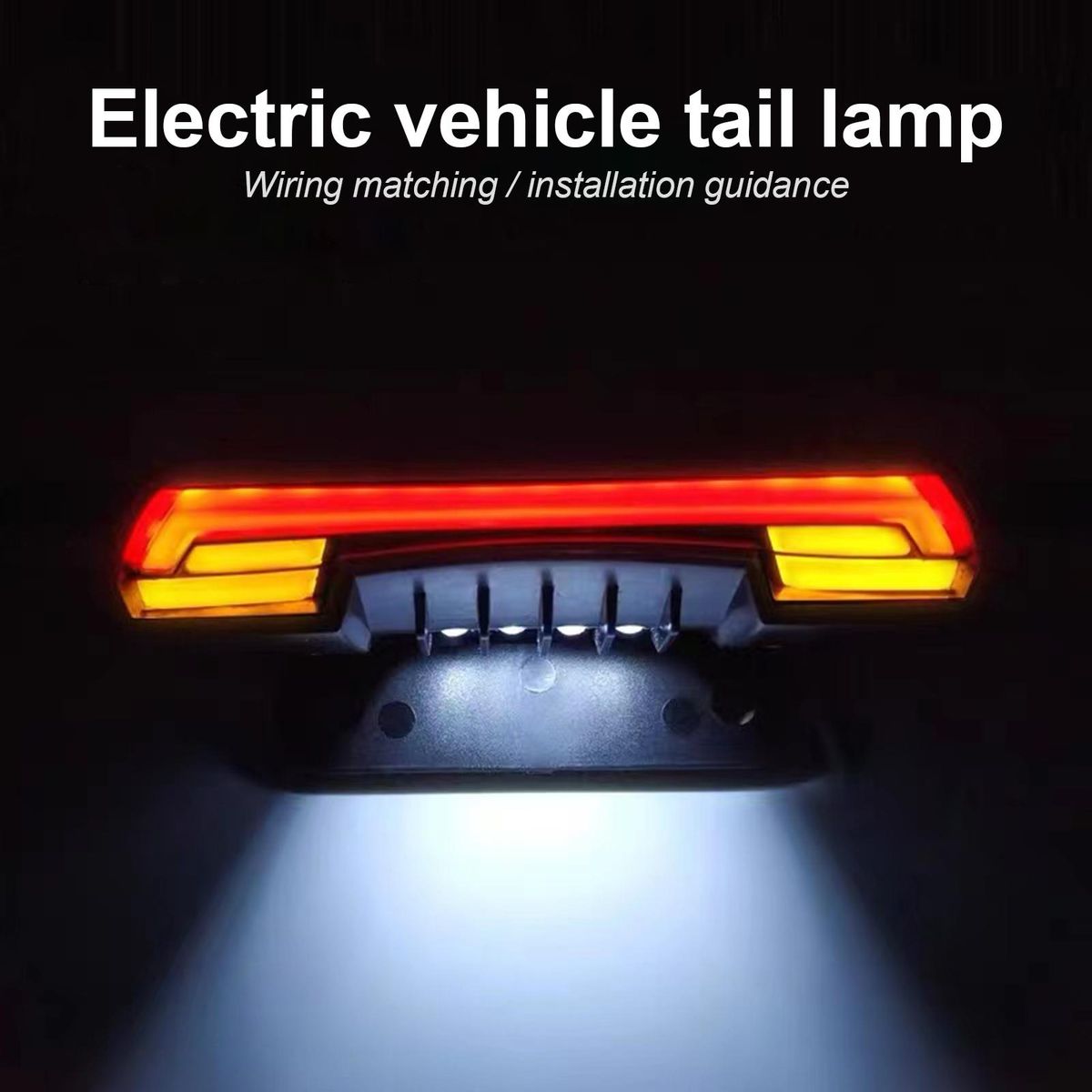 Universal 12-80V Steering+Driving+Braking+License plate lamp+Dual flashing tail lamp for Motorcycle Street Bike Cruiser Chopper