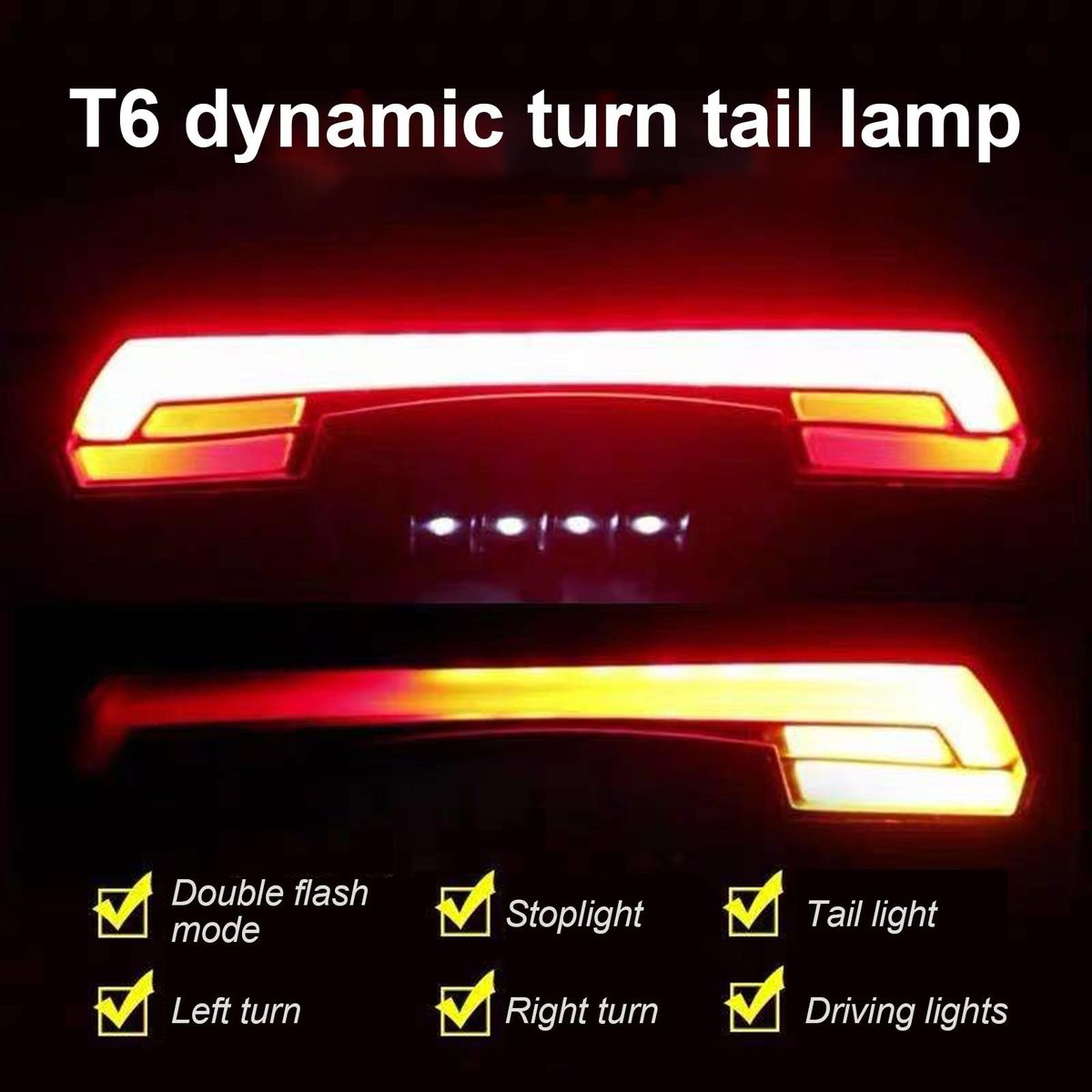 Universal 12-80V Steering+Driving+Braking+License plate lamp+Dual flashing tail lamp for Motorcycle Street Bike Cruiser Chopper