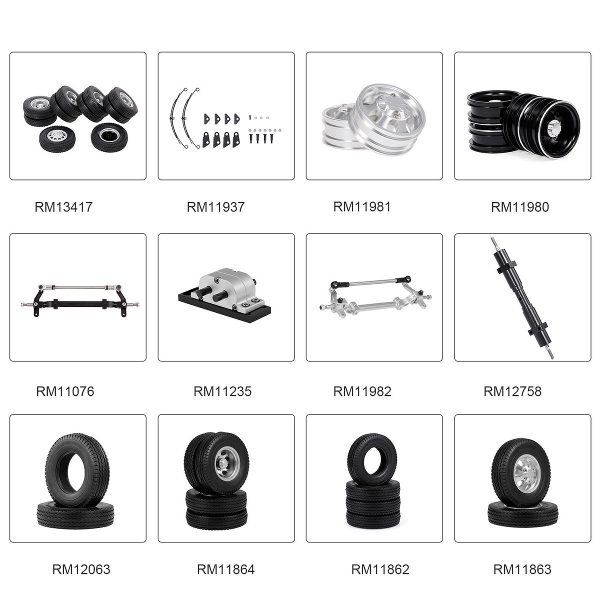 4pcs Trailer Car Rubber Tires for 1/14 Tamiya Tractor Truck RC Climber Trailer