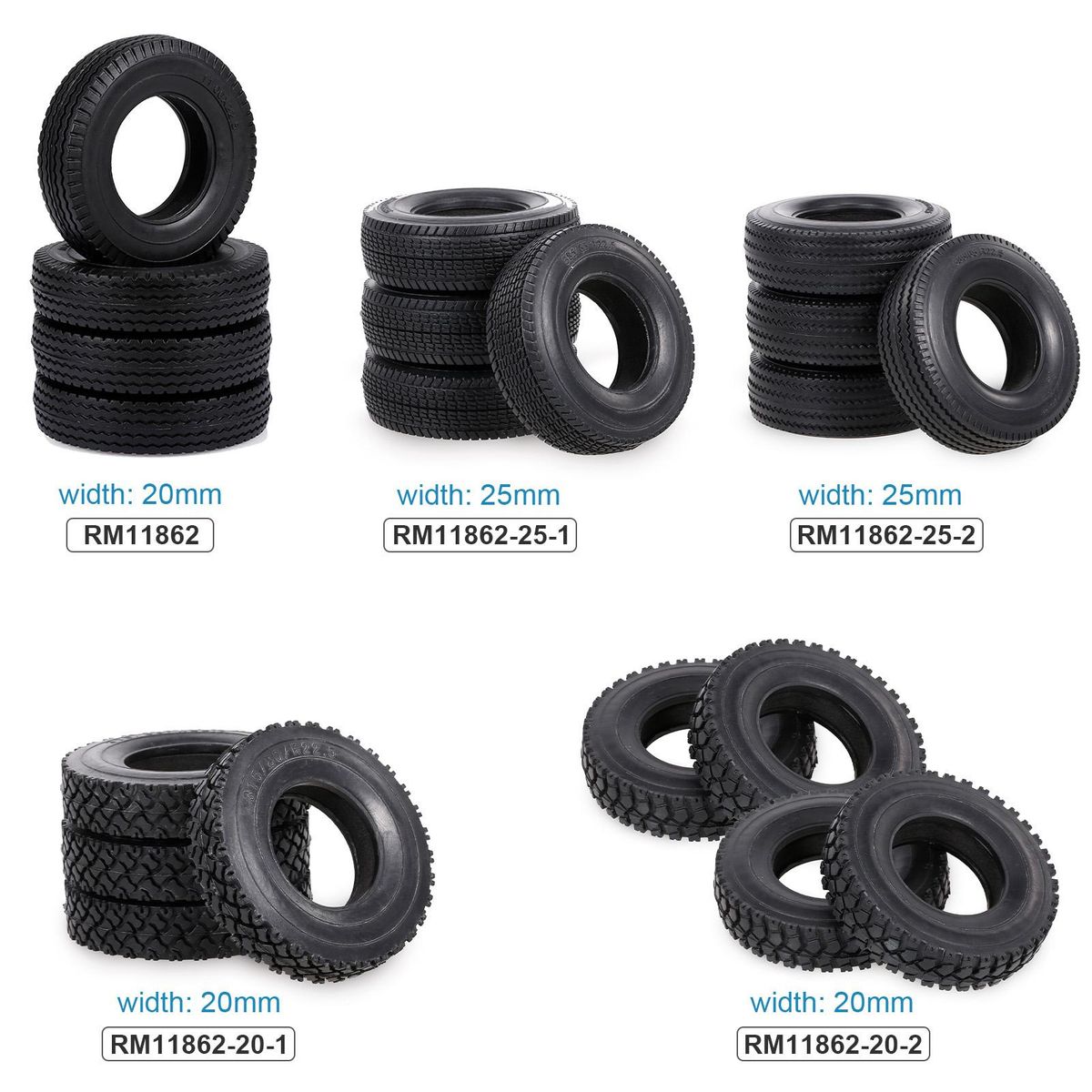 4pcs Trailer Car Rubber Tires for 1/14 Tamiya Tractor Truck RC Climber Trailer