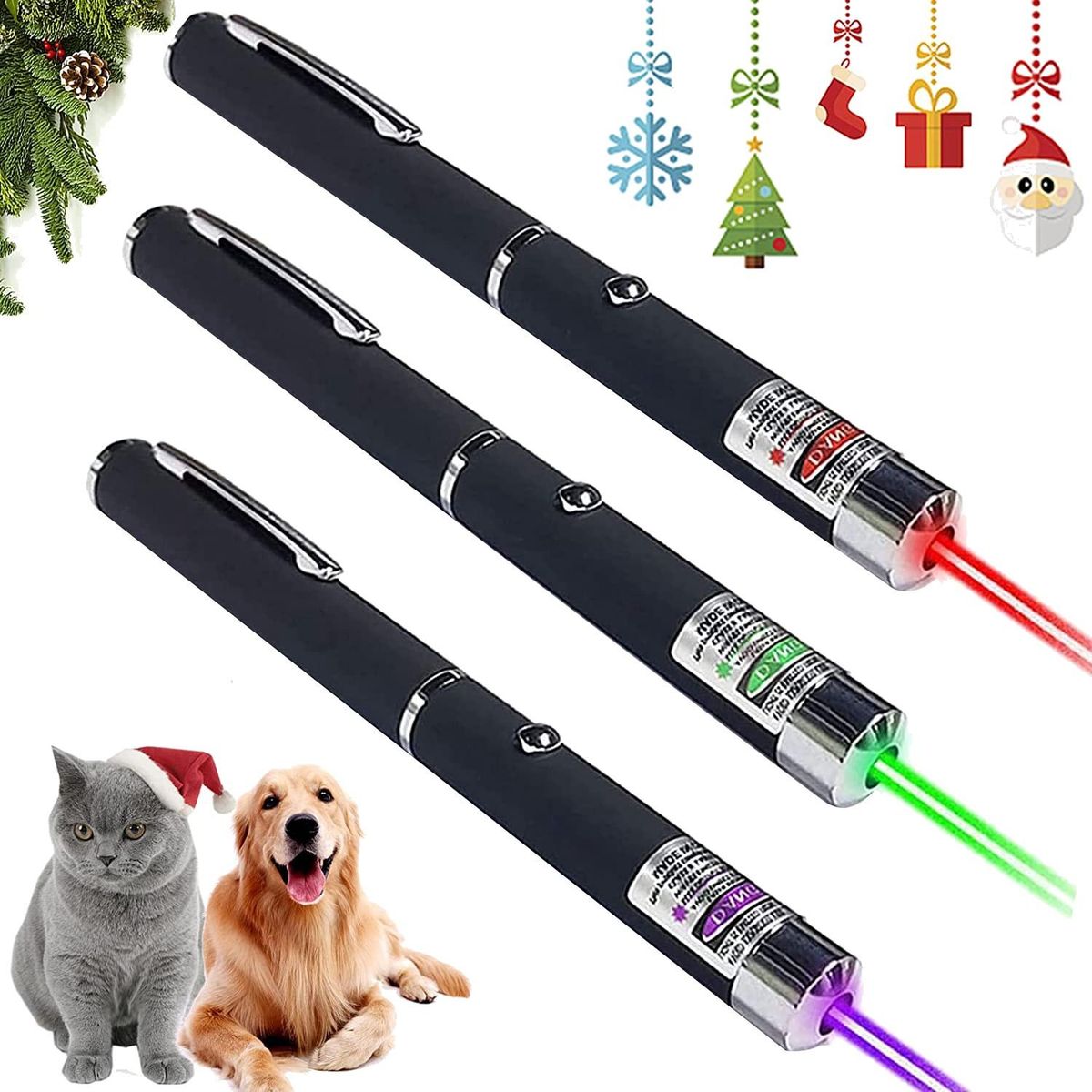 3PCS Green Red Violet Long Range Dot Clicker Toy Pen for