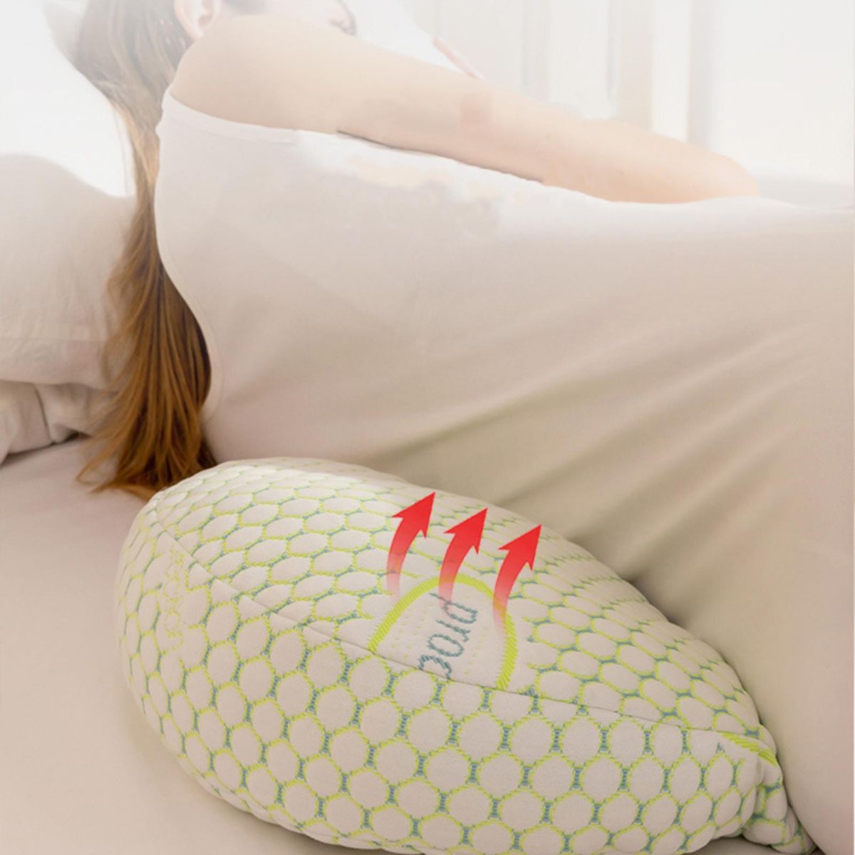 Spiral Hollow Cotton Fill Pregnancy Pillow U-shaped Pregnancy Pillow Green