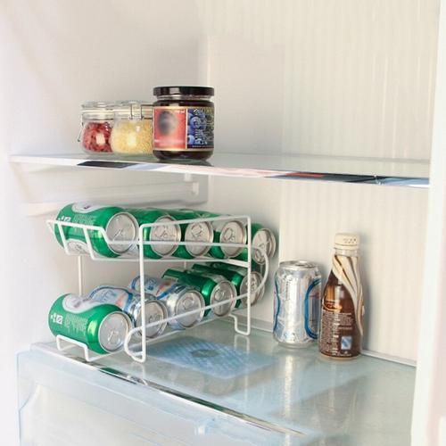 Double Layer Refrigerator Beverage Storage Shelf Roll Design Can Beer Iron Rack Cola Beer Holder Soda Dispenser Kitchen Organize