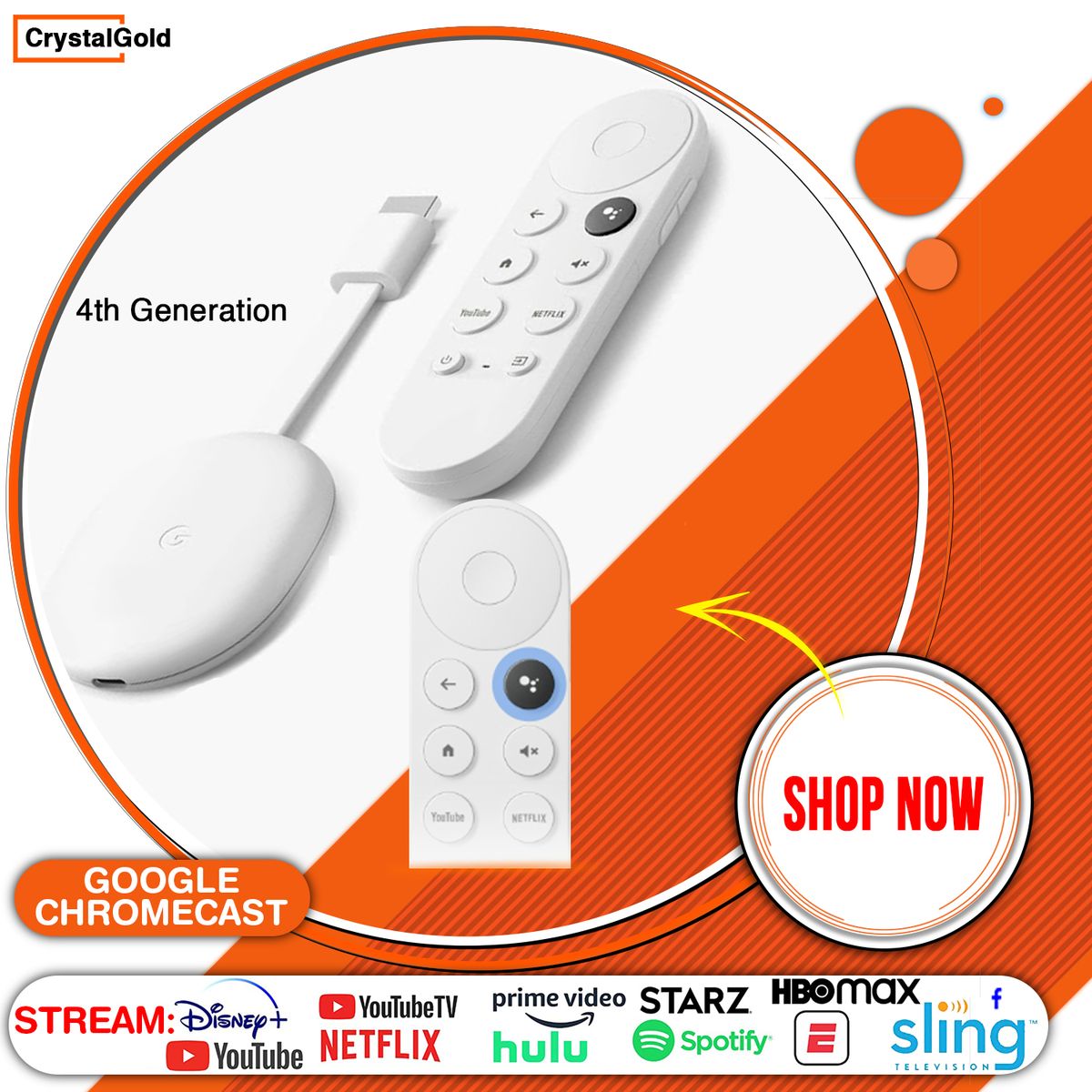 Chromecast 4K Streaming Device With Remote, HDMI Port