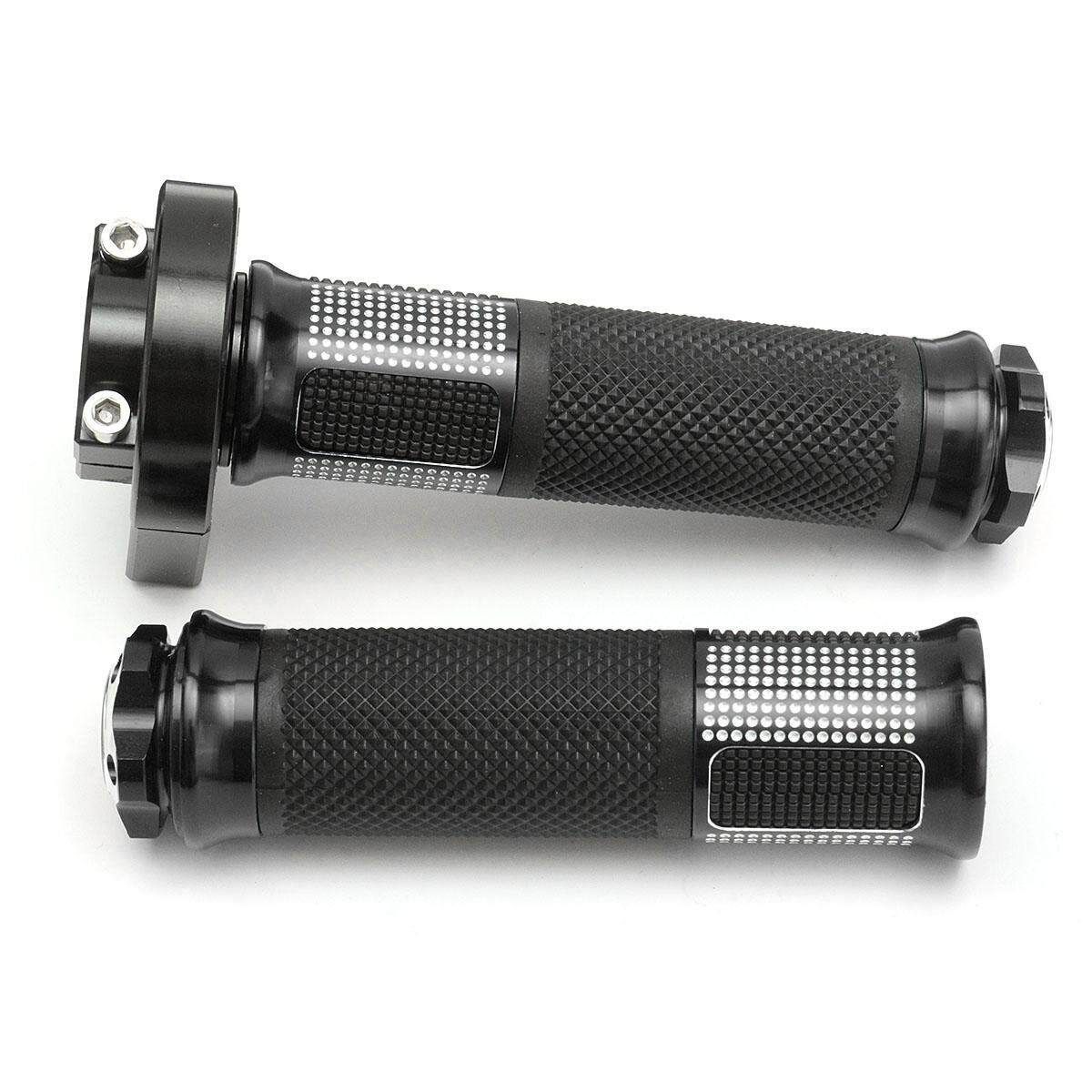 1 Pair 7/8" MOTORCYCLE HAND GRIPS + THROTTLE TUBE Lever Control Scooter SPORT DIRT Bike (Black) Black