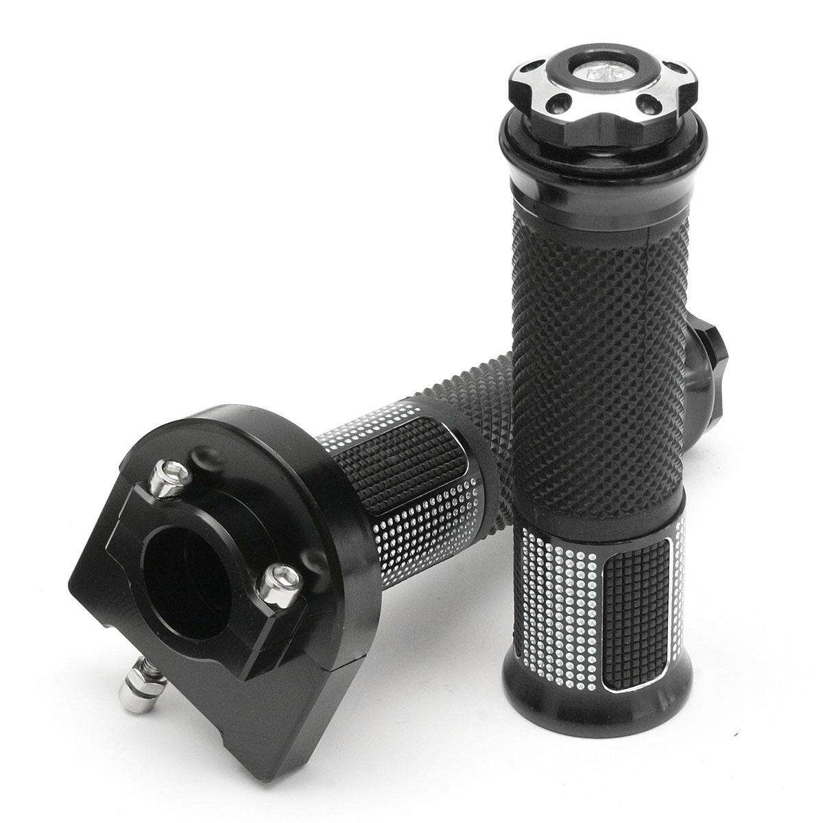 1 Pair 7/8" MOTORCYCLE HAND GRIPS + THROTTLE TUBE Lever Control Scooter SPORT DIRT Bike (Black) Black