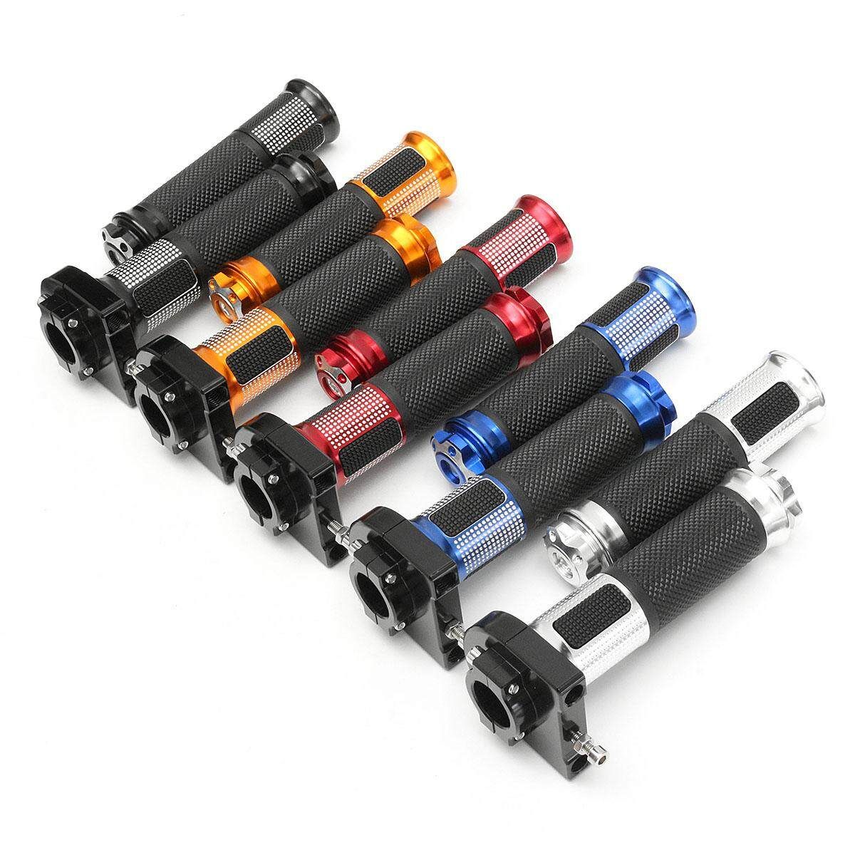 1 Pair 7/8" MOTORCYCLE HAND GRIPS + THROTTLE TUBE Lever Control Scooter SPORT DIRT Bike (Black) Black