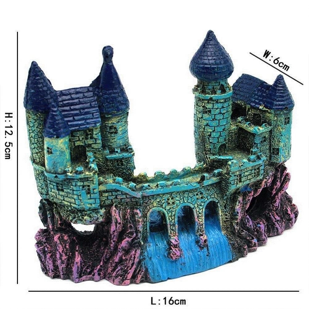 Castle Villa Aquarium Landscaping Decoration Aquarium Decoration House Rockery Resin Crafts Medium green castle