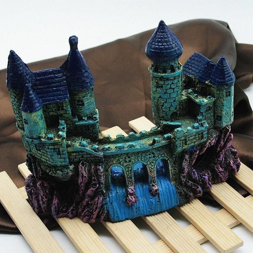 Castle Villa Aquarium Landscaping Decoration Aquarium Decoration House Rockery Resin Crafts Medium green castle