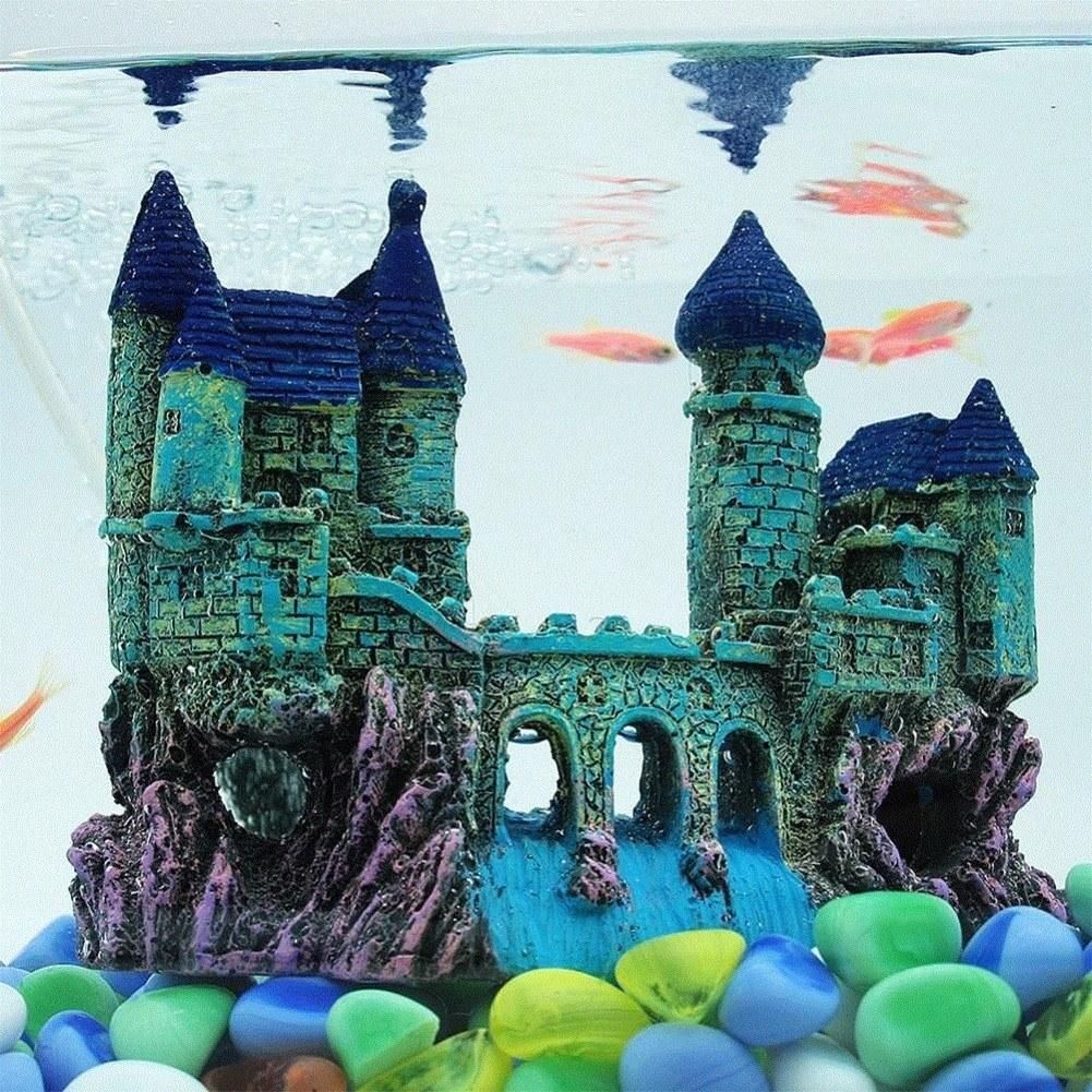 Castle Villa Aquarium Landscaping Decoration Aquarium Decoration House Rockery Resin Crafts Medium green castle