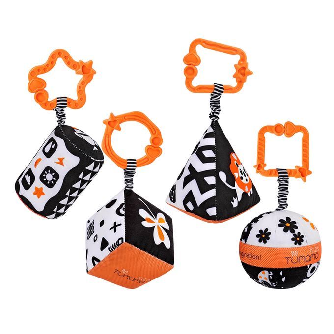 Pack Of 4 Soft Babies Rattle Handbells Stroller Car Activity Toy Boy