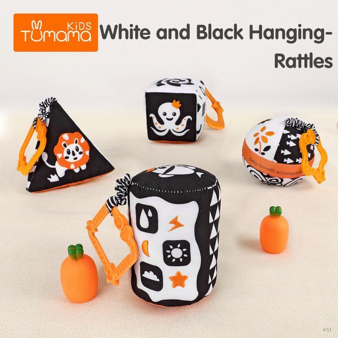 Pack Of 4 Soft Babies Rattle Handbells Stroller Car Activity Toy Boy