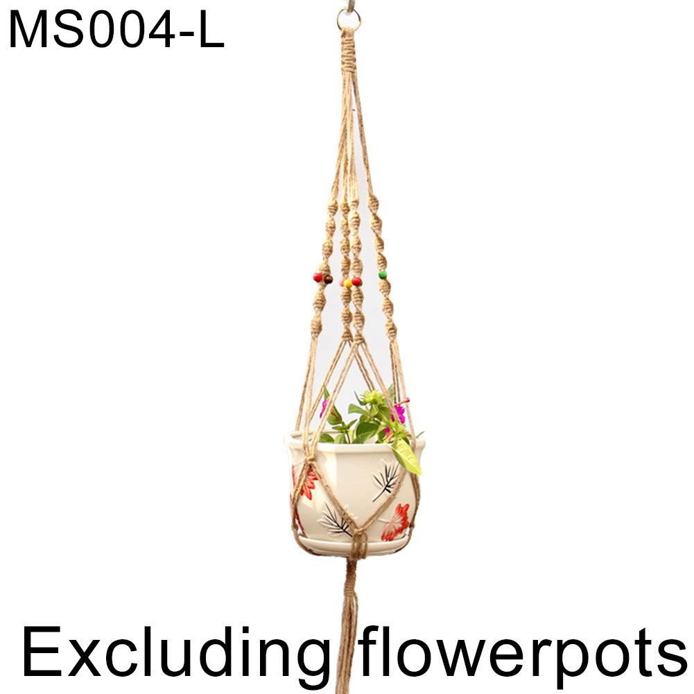 Linen Rope Plants Flowers Pot Hanging Basket Holder Net-