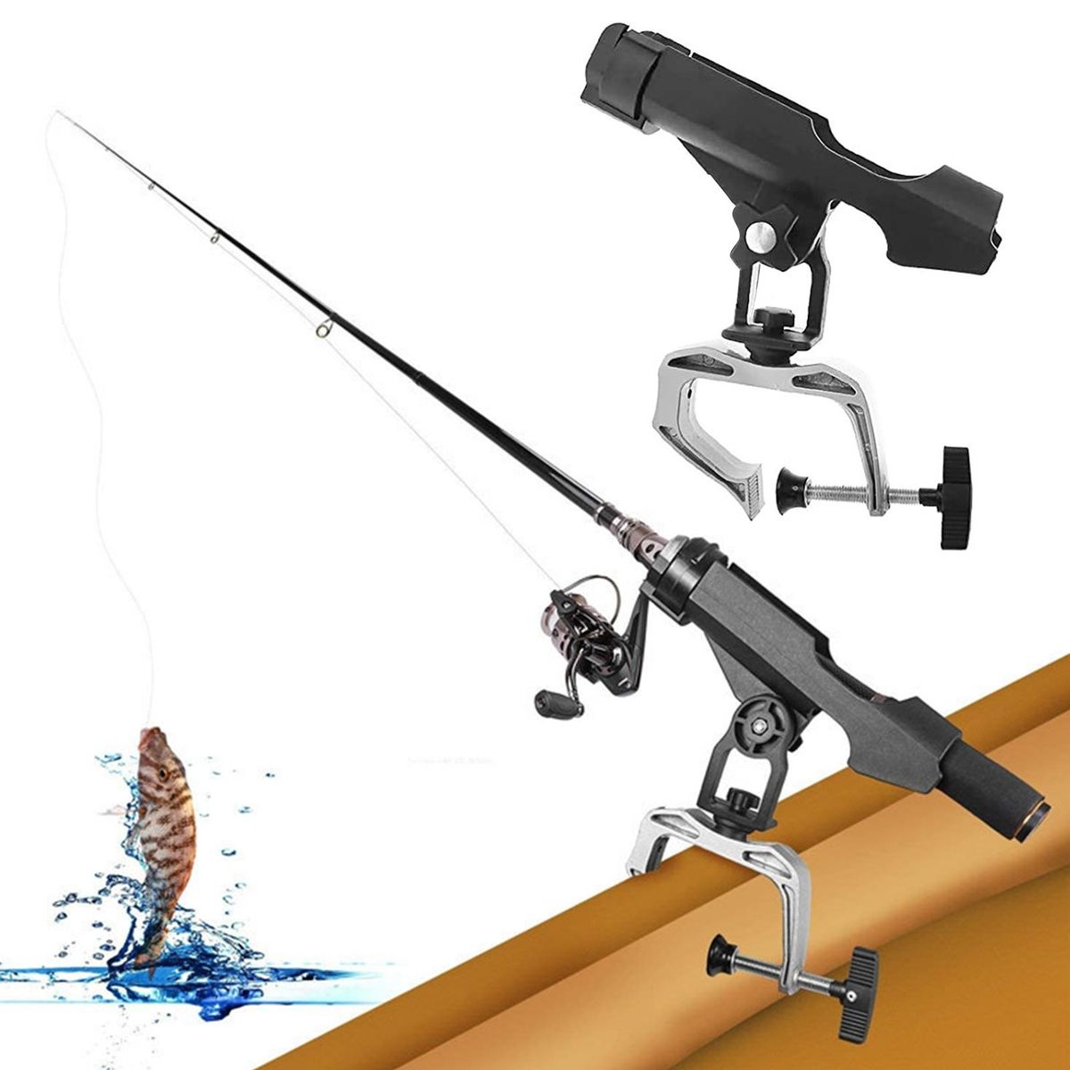 Adjustable Fishing Rod Holder for Kayaks 360-degree Adjustable Boat Black