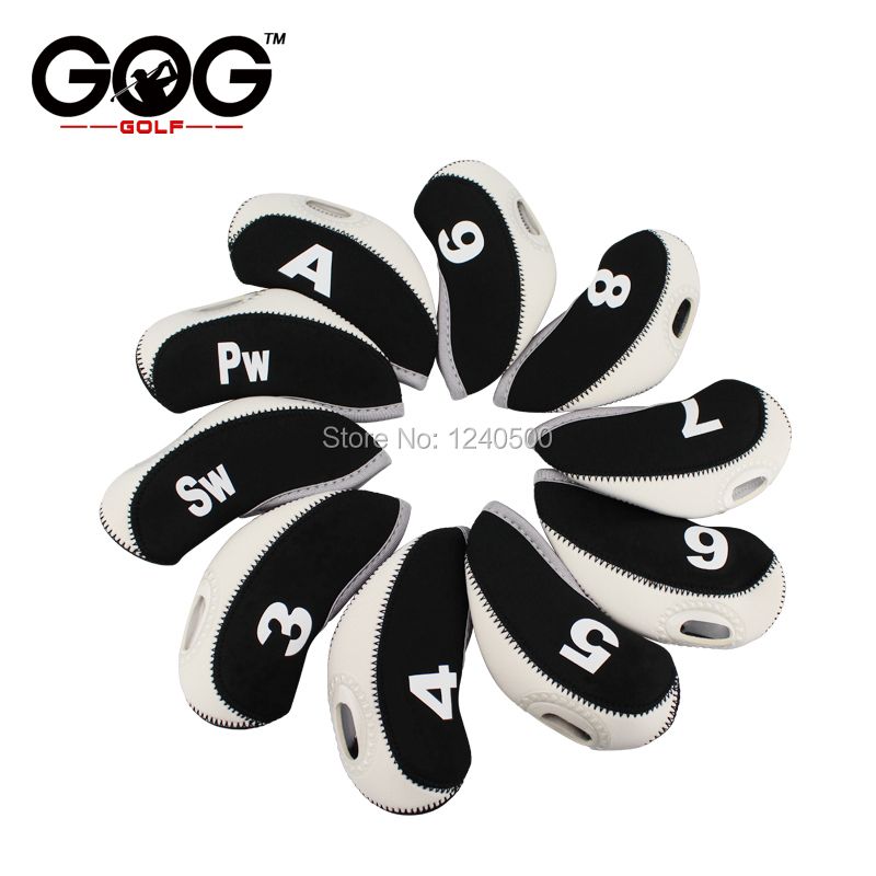10pcs Golf Iron Head Covers Neoprene Transparent Window