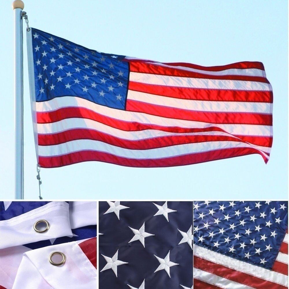 3x5 Ft Festival NEW US U.S. Stars Embroidered American Flag Nylon Sewn Stripes