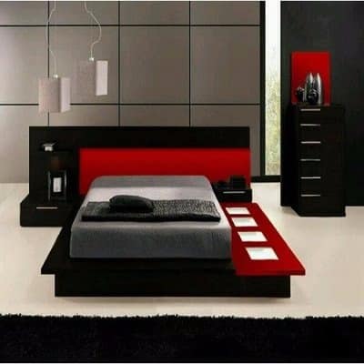 Mordern Luxury Bedframe With Chest Drawer - 6 Drawers