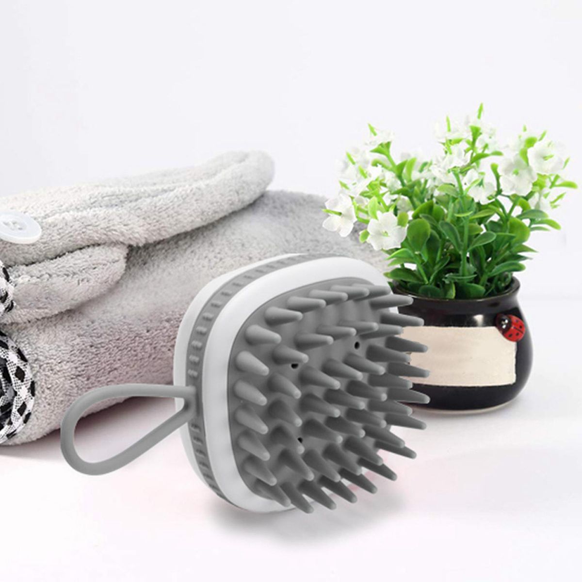 Scalp Massager  Brush Comb Scrubber For Remove Dandruff Gray