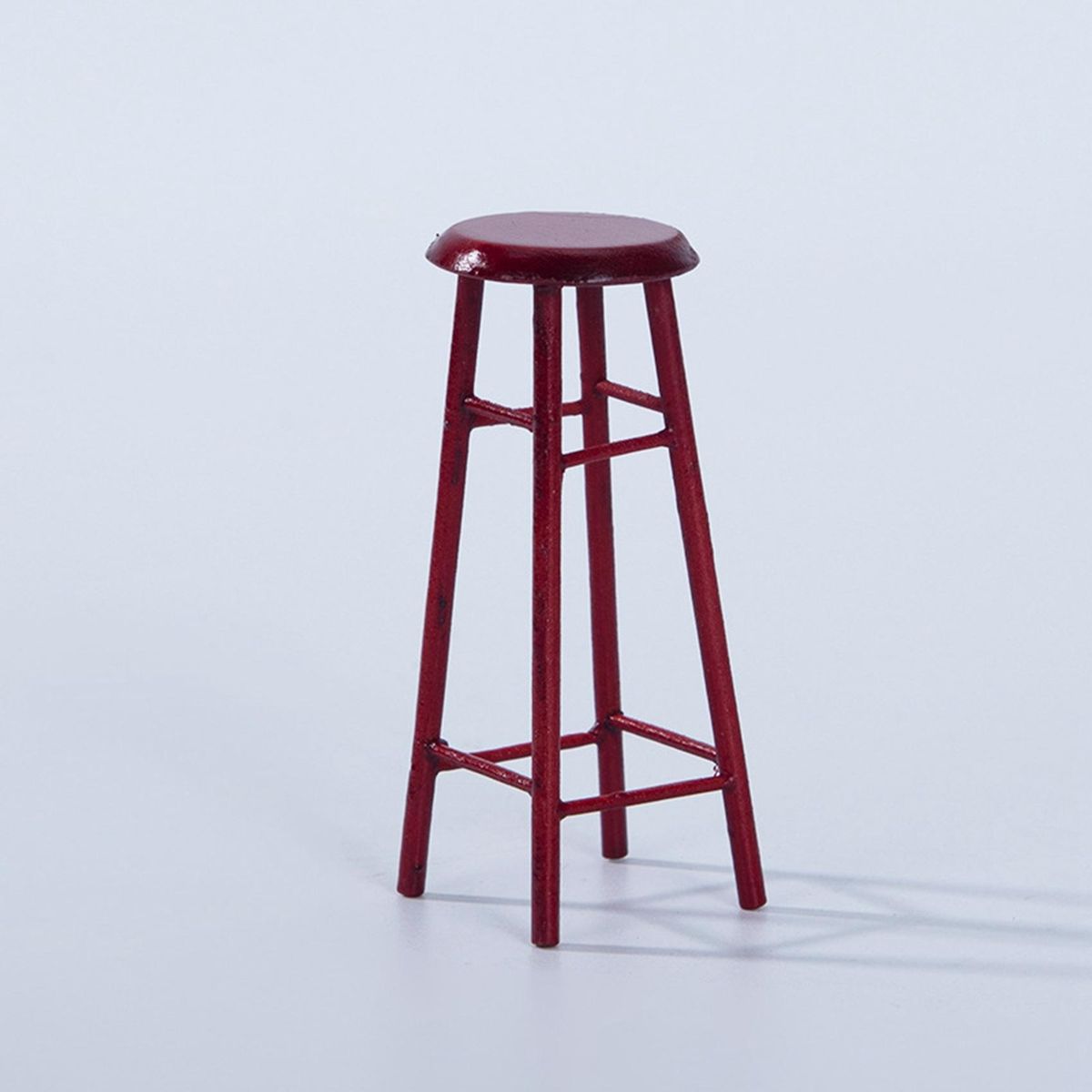 1/12 Dollhouse Wood High-Foot Small Round Stool Miniature