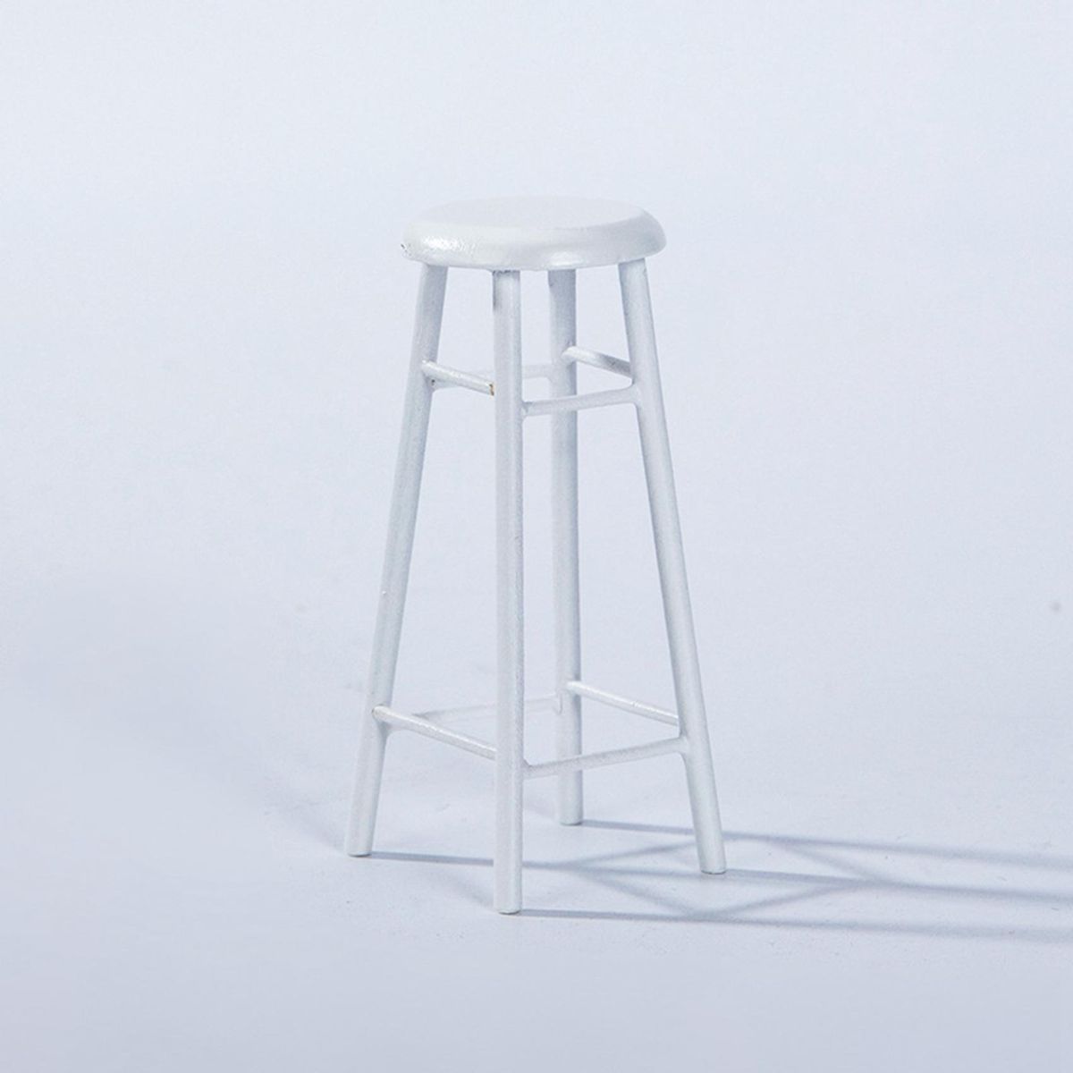 1/12 Dollhouse Wood High-Foot Small Round Stool Miniature