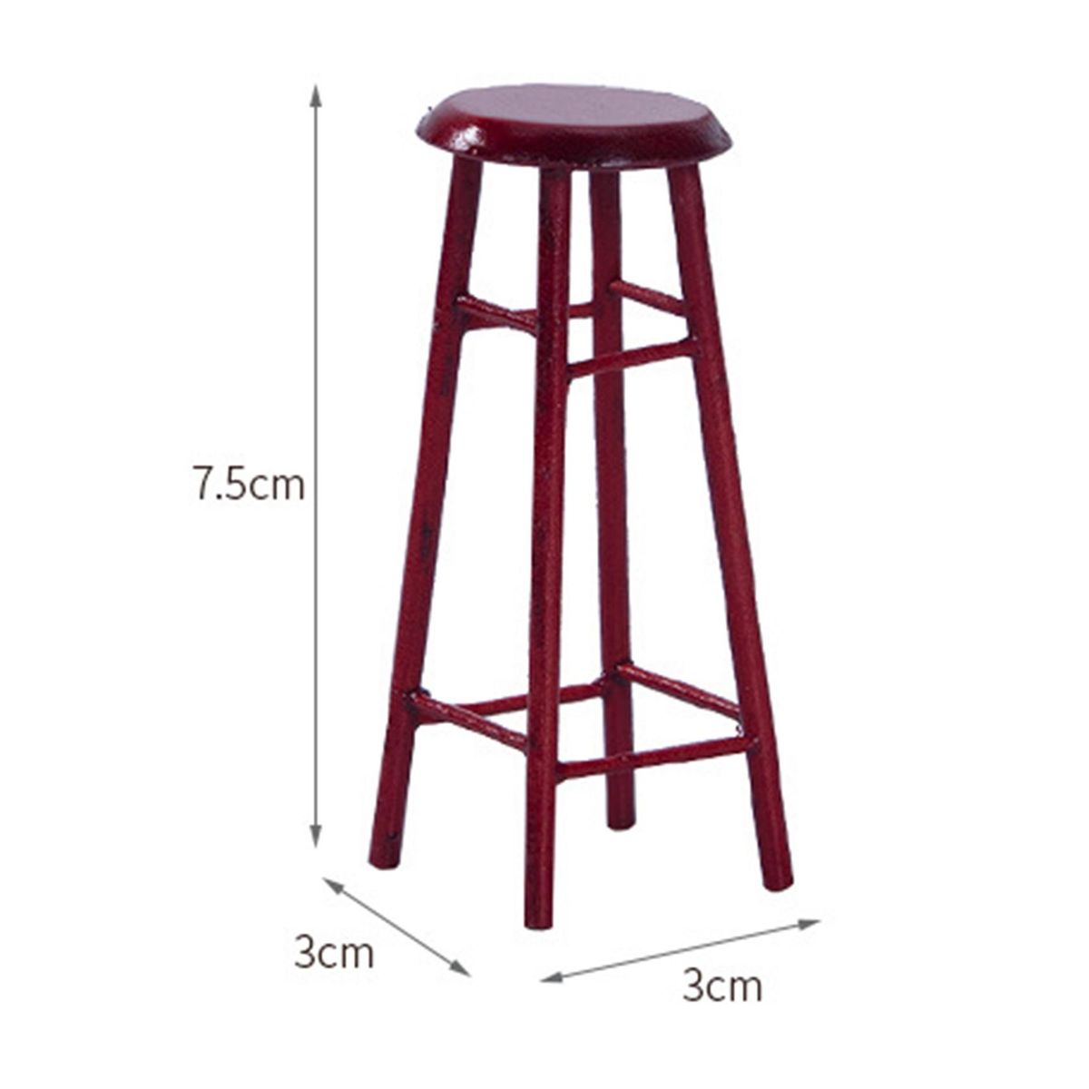 1/12 Dollhouse Wood High-Foot Small Round Stool Miniature
