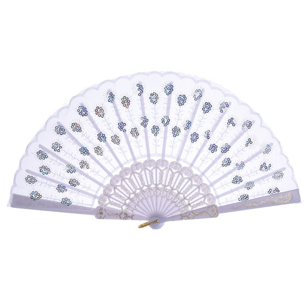 Silk Black Pink Fan Folding Dance Flower Wedding Hand Style Chinese Party Lace Blue Held Fan Wedding Lace White Best Ivory Red