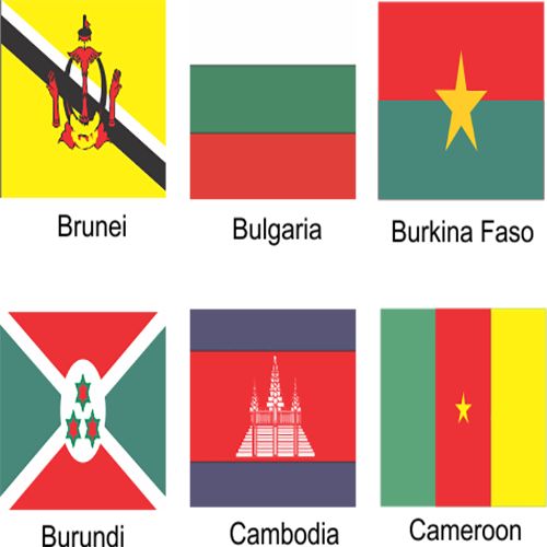 A 2-PC Pair Mini Polyester One Country UN Member A- /Nigeria Table Top Flag Gold Base Stick Pole