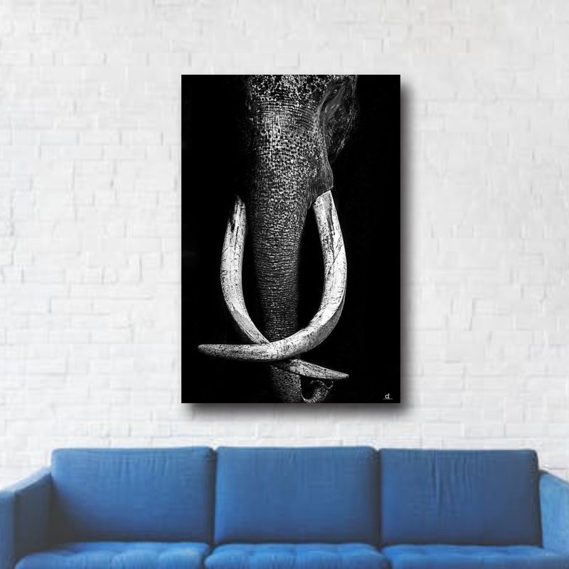 Curved Elephant Horn Wall Canvas