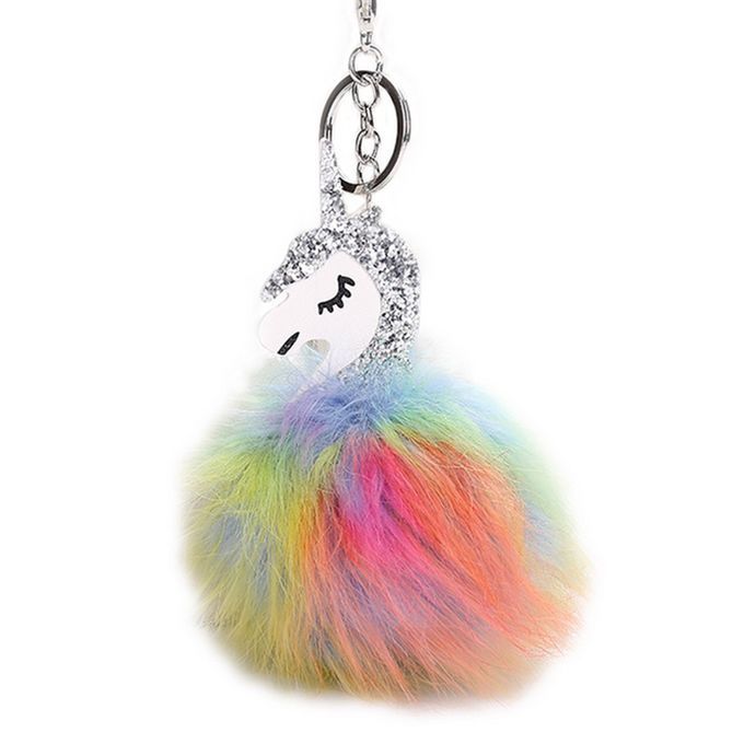Fashion Colorful Fur Ball Fox Key-chain Bag Plush Car Door