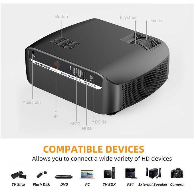 Max 200 "HD Large Screen TV 4K Projector Led Proyector 1080P Home Theater WiFi