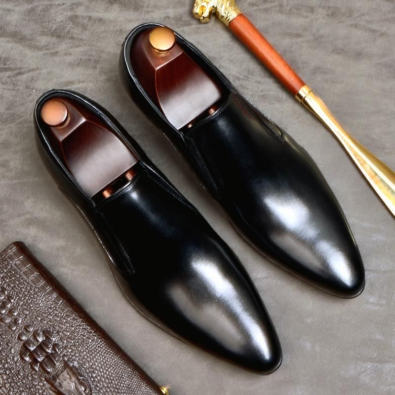 Black Mens Leather Shoes Genuine Leather Oxford Shoes For Men Luxury