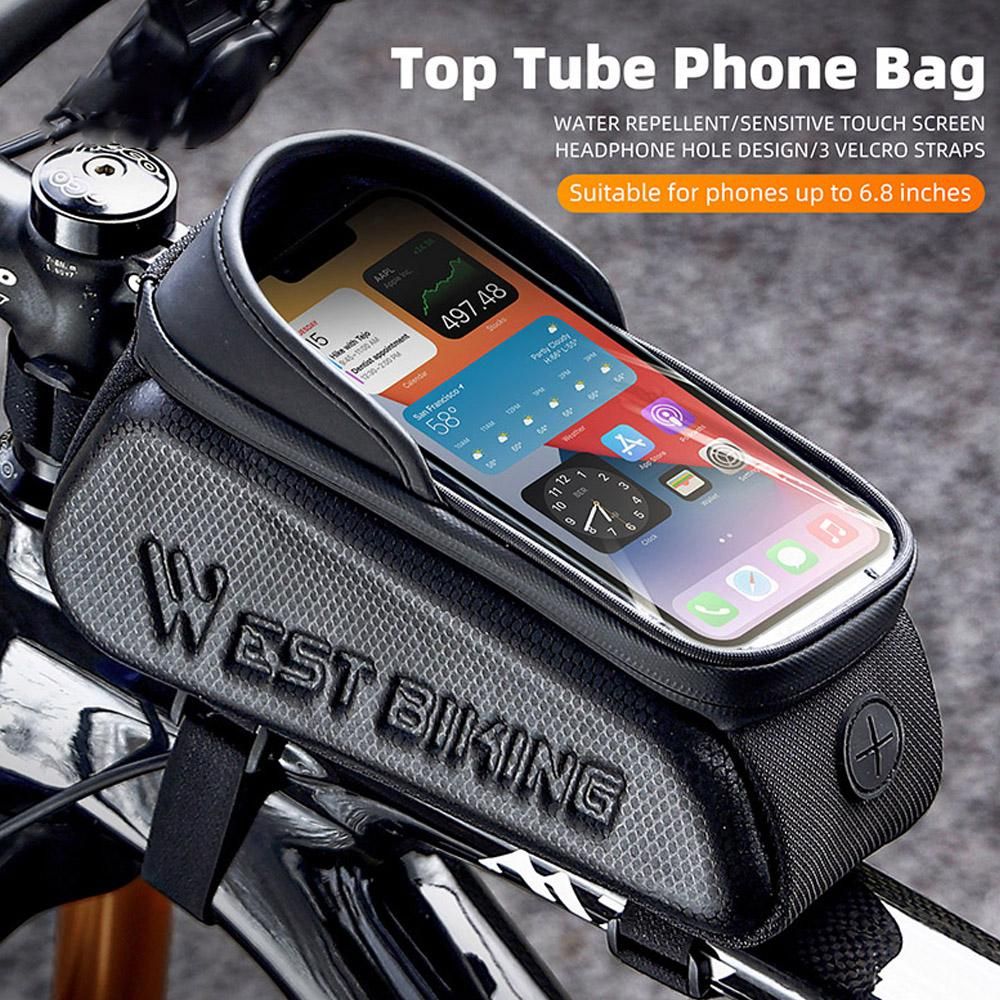 Waterproof Bicycle Bag Bike Frame Fronttube Bag Touchscreen Mobilephone Bag Double Zipper Cycling Bag Road Bike Accessories