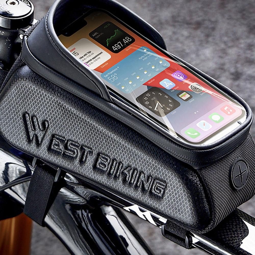Waterproof Bicycle Bag Bike Frame Fronttube Bag Touchscreen Mobilephone Bag Double Zipper Cycling Bag Road Bike Accessories