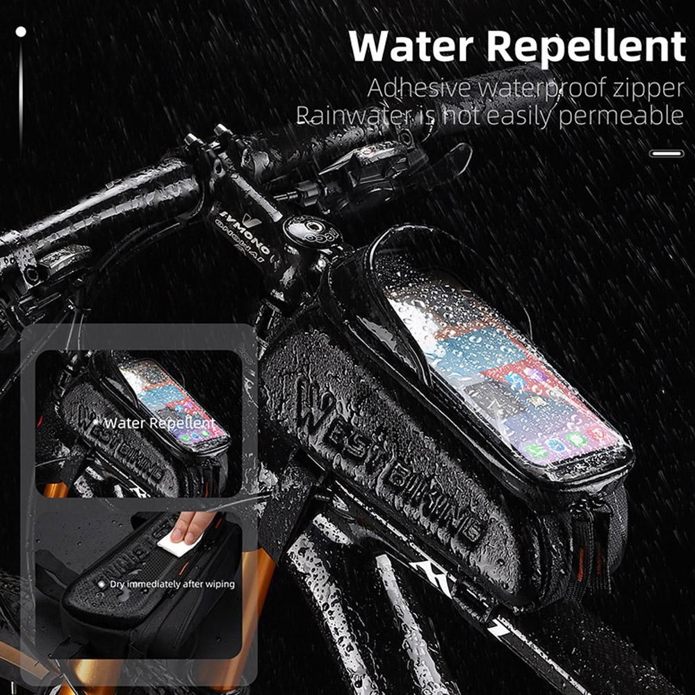 Waterproof Bicycle Bag Bike Frame Fronttube Bag Touchscreen Mobilephone Bag Double Zipper Cycling Bag Road Bike Accessories