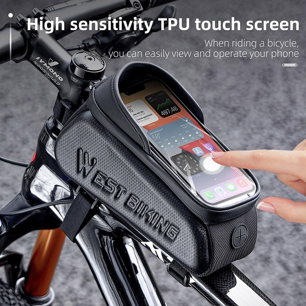Waterproof Bicycle Bag Bike Frame Fronttube Bag Touchscreen Mobilephone Bag Double Zipper Cycling Bag Road Bike Accessories