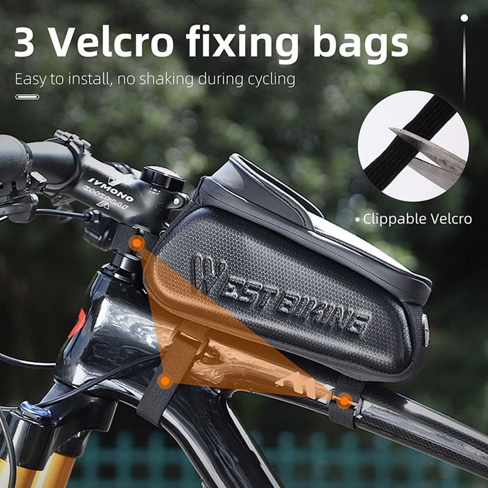 Waterproof Bicycle Bag Bike Frame Fronttube Bag Touchscreen Mobilephone Bag Double Zipper Cycling Bag Road Bike Accessories
