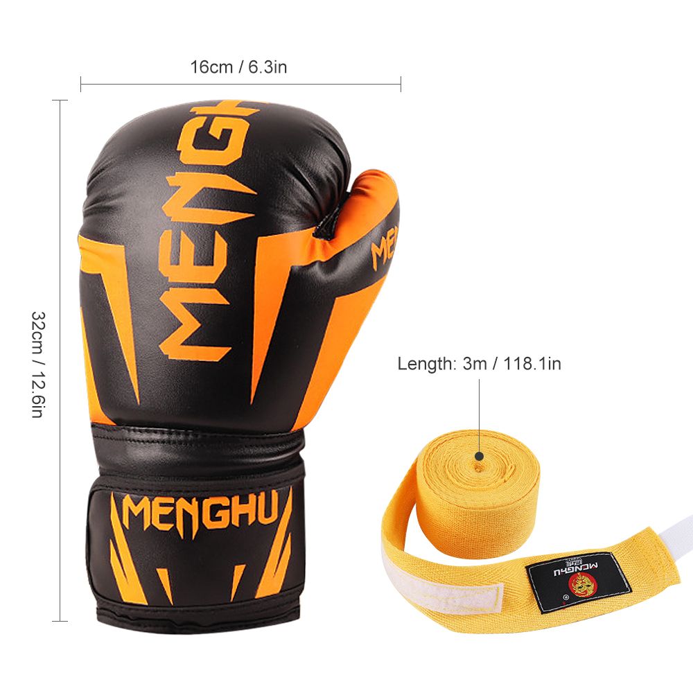 Boxing Gloves With Wrist Support Straps Kick Boxing Muay