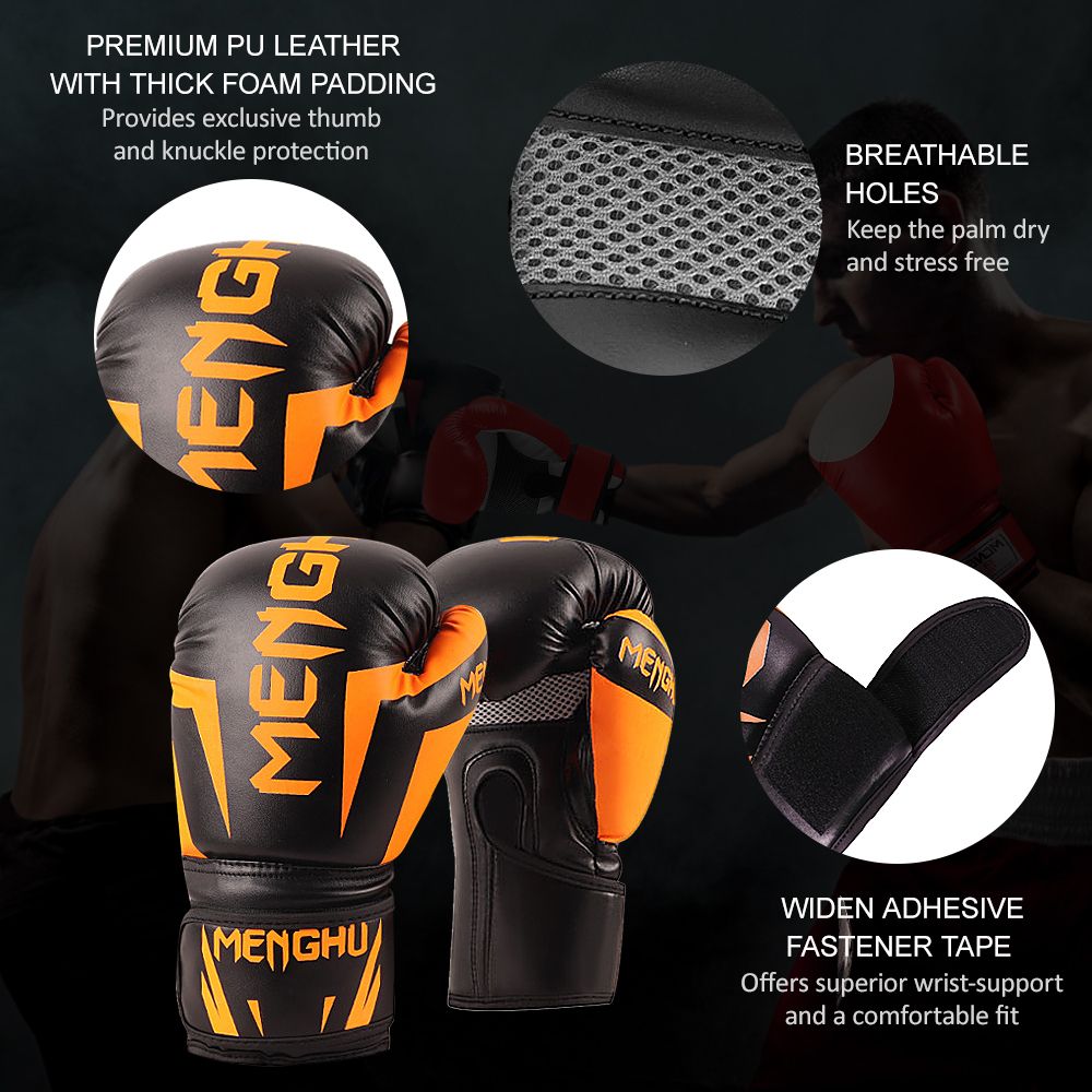 Boxing Gloves With Wrist Support Straps Kick Boxing Muay