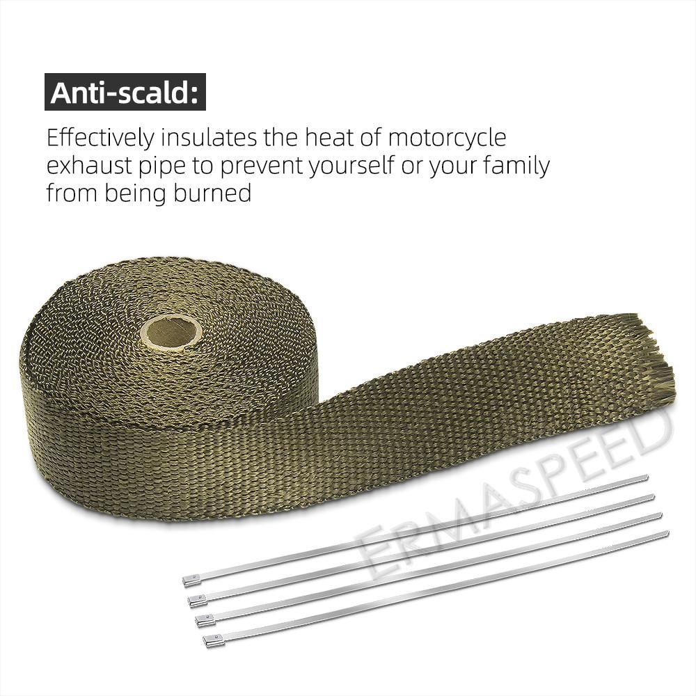 5/10/15M Roll Fiberglass Heat Shield Motorcycle Exhaust Thermal Tape Header Pipe Heat Wrap Tape Thermal Protection Stainless Tie