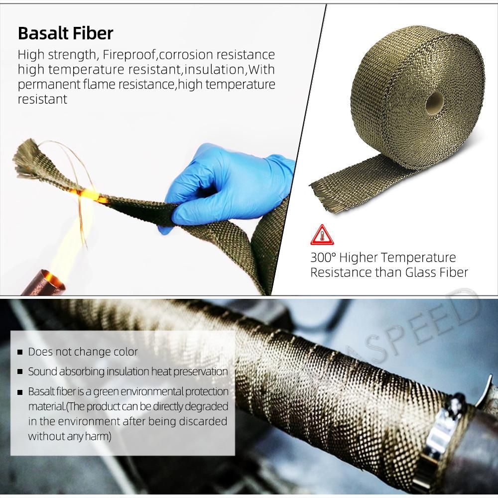 5/10/15M Roll Fiberglass Heat Shield Motorcycle Exhaust Thermal Tape Header Pipe Heat Wrap Tape Thermal Protection Stainless Tie