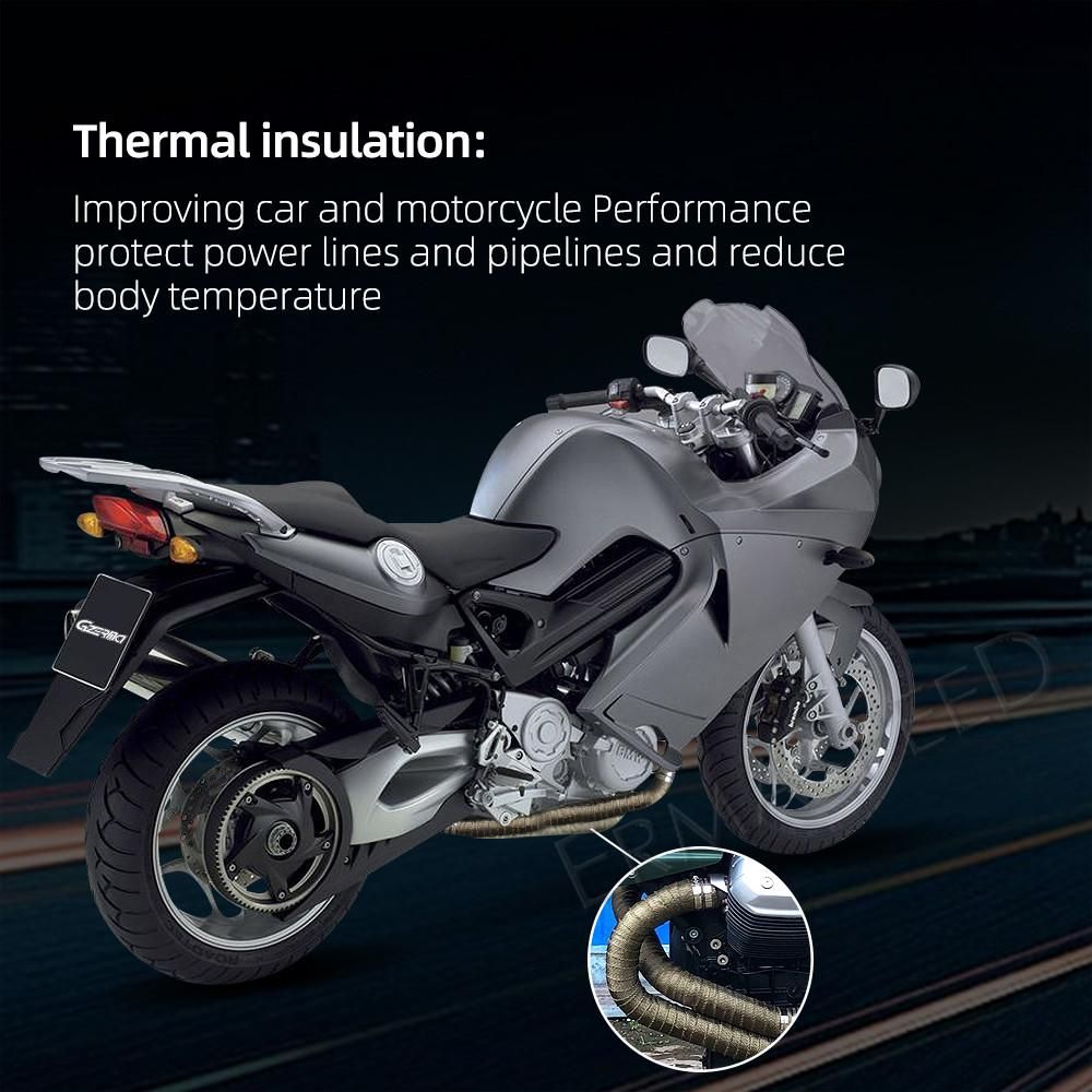 5/10/15M Roll Fiberglass Heat Shield Motorcycle Exhaust Thermal Tape Header Pipe Heat Wrap Tape Thermal Protection Stainless Tie