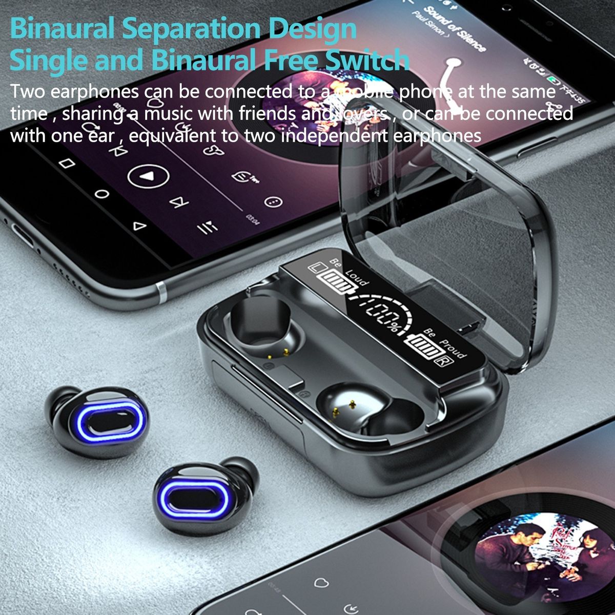 M1 BT5.1 Earphones Auto Pairing HiFi Sound Noise Reduction