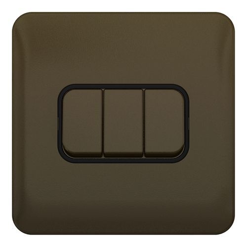 Lisse - 3 Gang 2 Way - 10AX Mocha Bronze With Black Interior