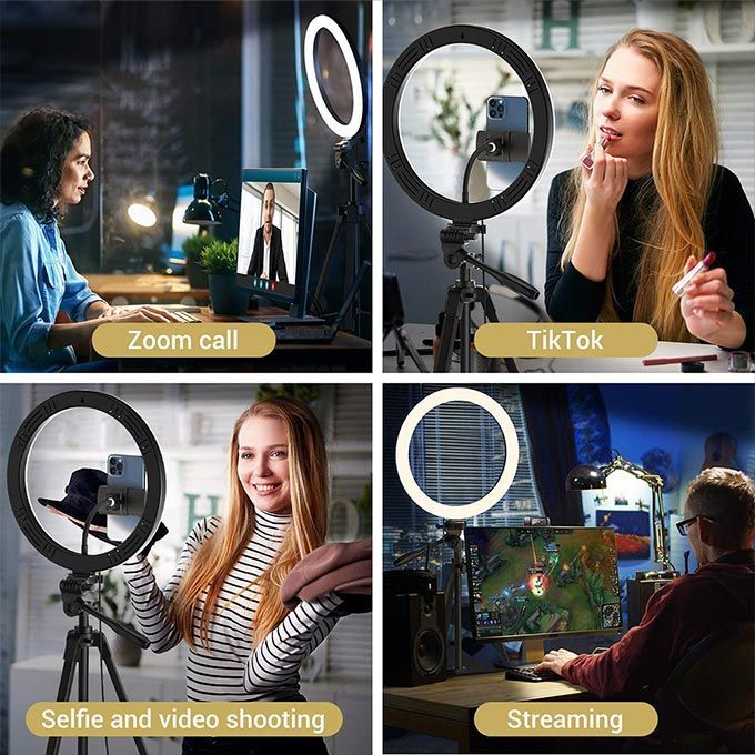 Large 30CM Selfie Ring Light With Tripod Stand & Cell Phone Holder For Live Stream/Makeup, Led Camera Ringlight For YouTube Video/Photography Compatible With IPhone Android Phones (Upgraded)