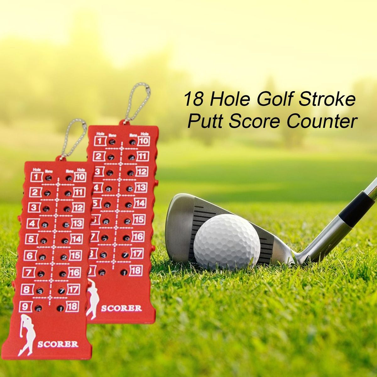 Golf Bar Scorer Golf Score Indicator with Key Chain Red