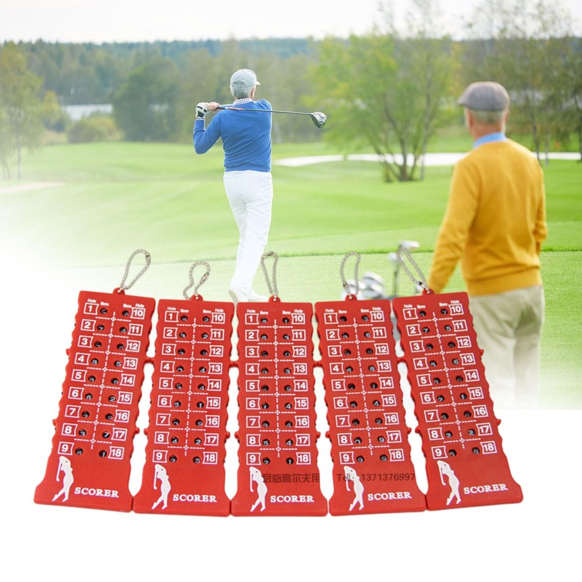 Golf Bar Scorer Golf Score Indicator with Key Chain Red