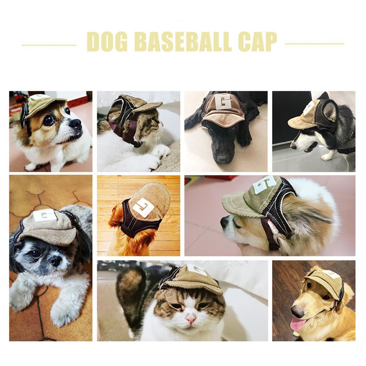 Dog Baseball Cap Letter G Adjustable Pet Summer Caps Sun Hat