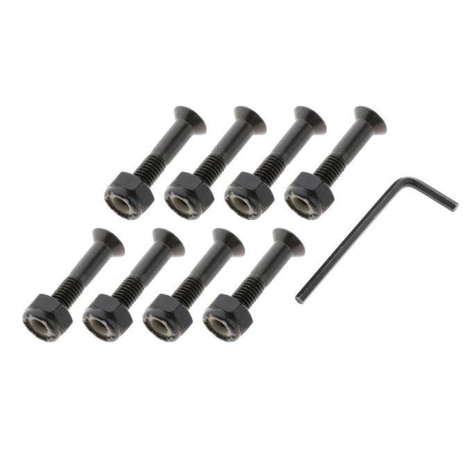 8x Longboard Skateboard Wheel Repair  Screws With Wrench Black