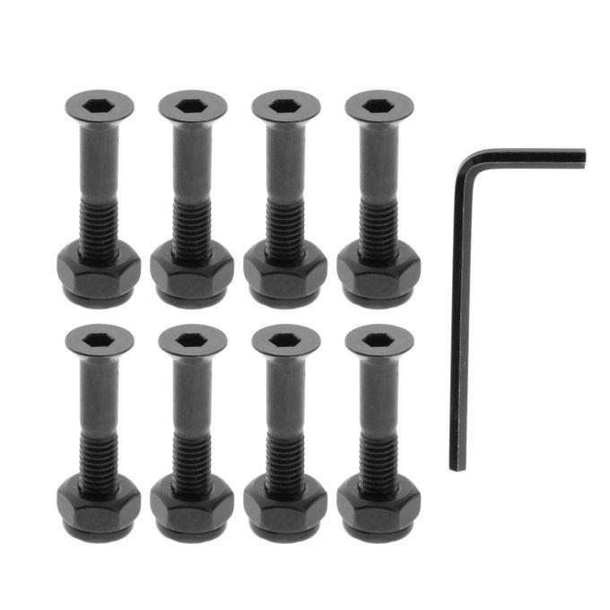 8x Longboard Skateboard Wheel Repair  Screws With Wrench Black